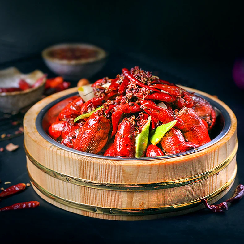 Crayfish Sushi Wood Dish Eco-Friendly Restaurant Plate Dish Polished Bibimbap Wooden Basin Chinese Solid Rice Wooden Barrel