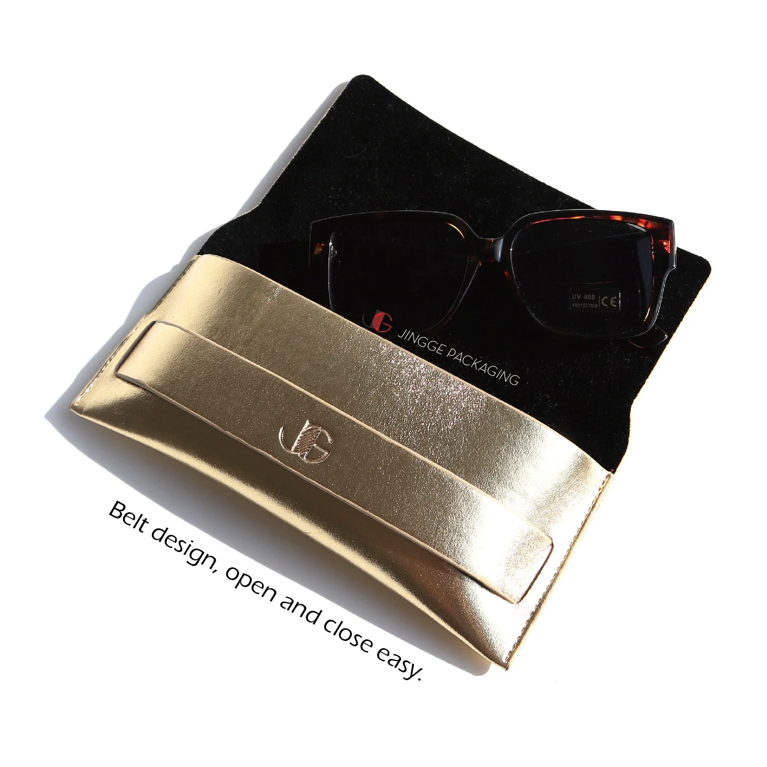 Glossy Custom Logo Optical Frame Eyewear Bag Cases Luxury Leather Case for Eyeglasses