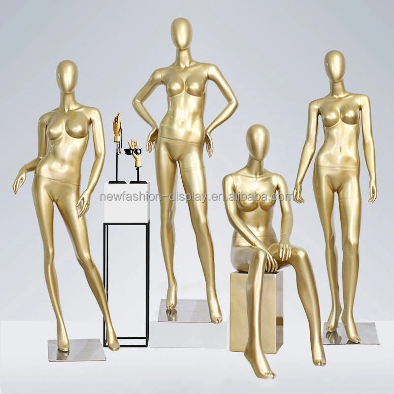 Matt Gold Mannequins Female  Full Body Women Metal Base Display Clothing Shop Fiberglass Model for Ladies
