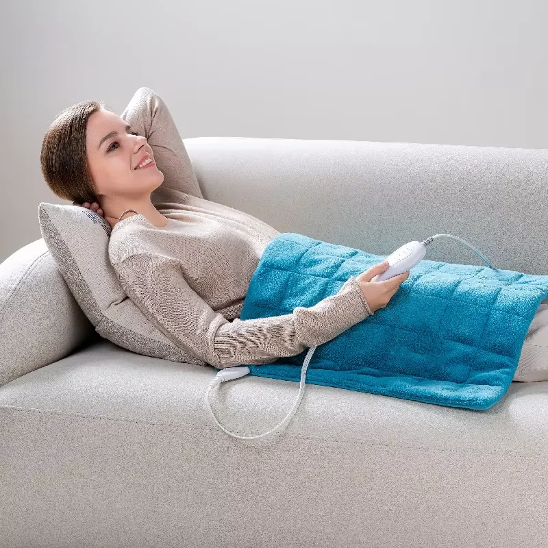 Soft Coral Fleece Weighted Heating Pad With Heat Levels And Timer For Body Health Care