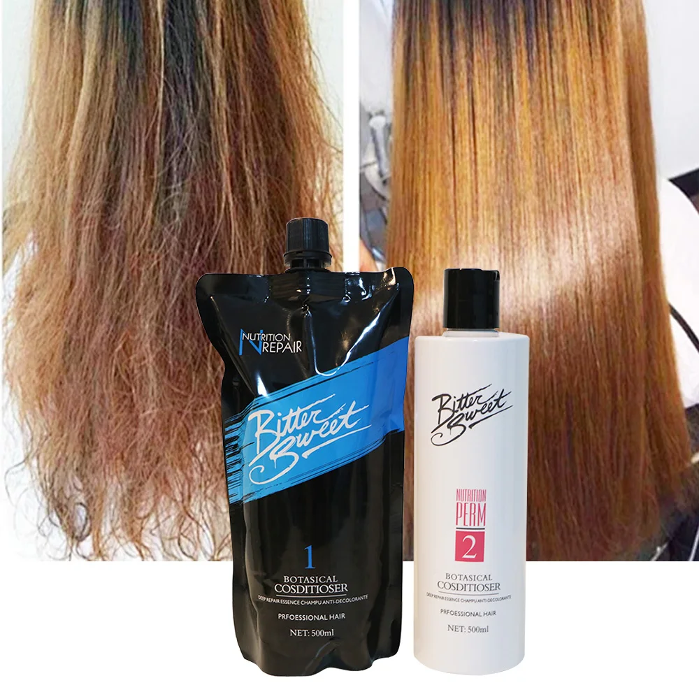 Salon Professional Fruit Acid Perm Lotion For Hair Straightening, Lasting Frizz Control Perm Kit, 500ml*2