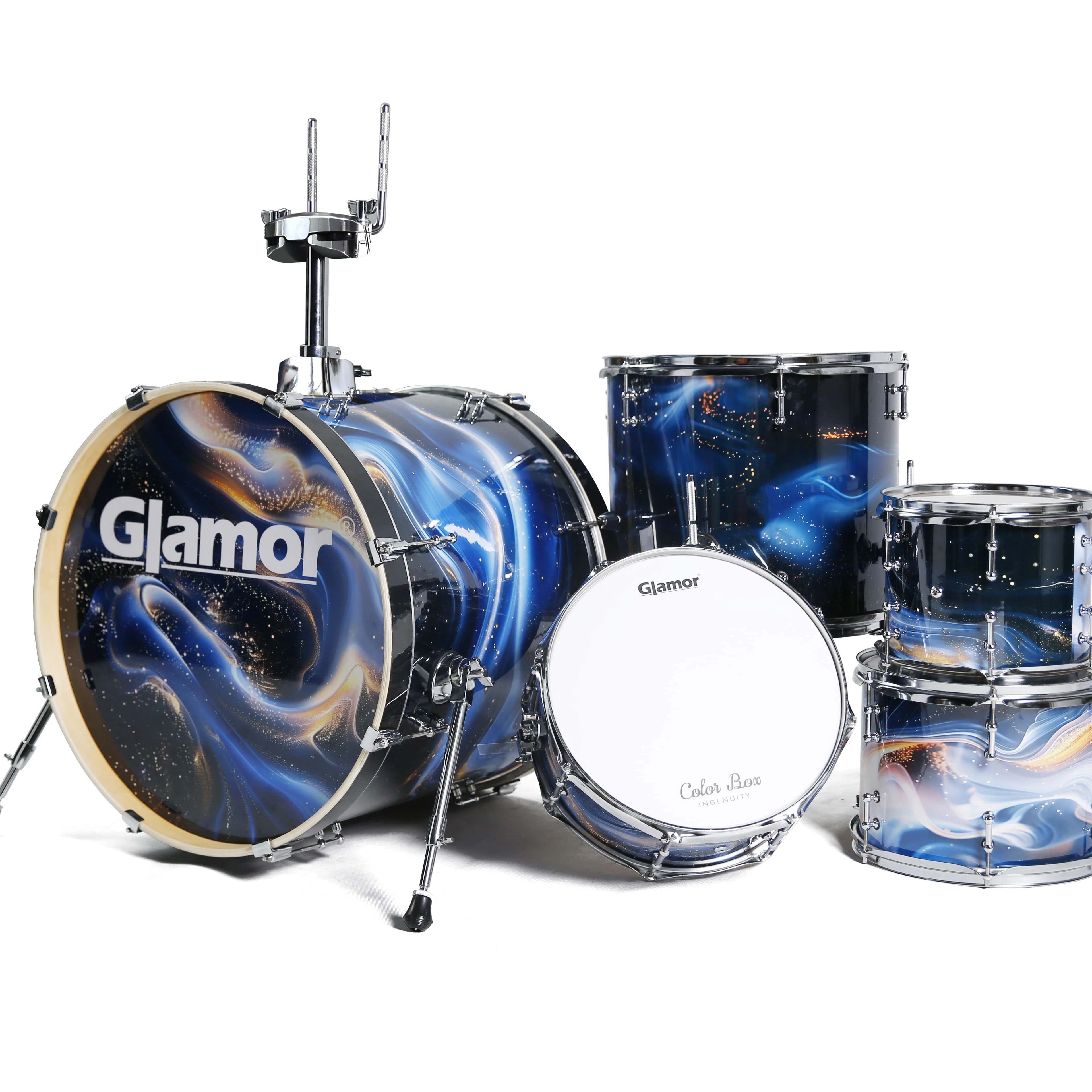 Glamor Drum Set 5 Pcs Drum Set Musical Instrument Poplar Wood Color Box Professional Drum Kit
