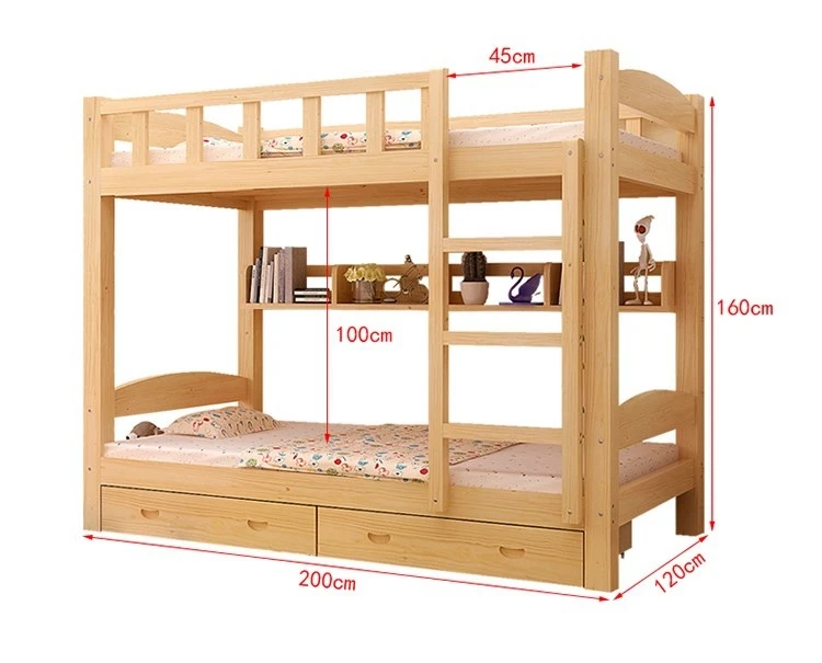 Best Modern Design Drawer Cheap China Wooden Kid Twin Bunk Bed
