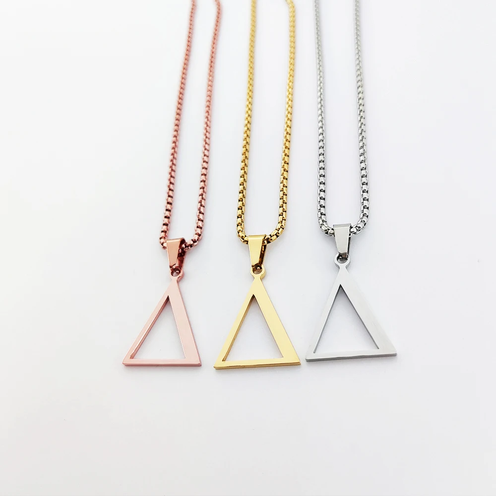 316L Stainless Steel Geometric Triangle Pendant Necklace Fashion Pyramid Delta Greek Letter Charm Necklace Jewelry Vendors