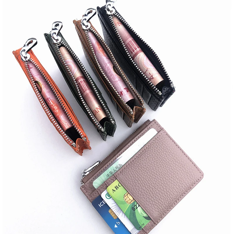 Genuine Leather Credit ID Card Holder Bank Card Sets Slim Men Women Short Rfid Mini Wallet