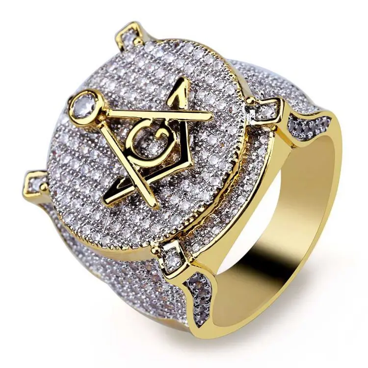Factory Supply Vintage Ring Micro Inlaid Zircon Gold Ring Personality Hip Hop Male Ring