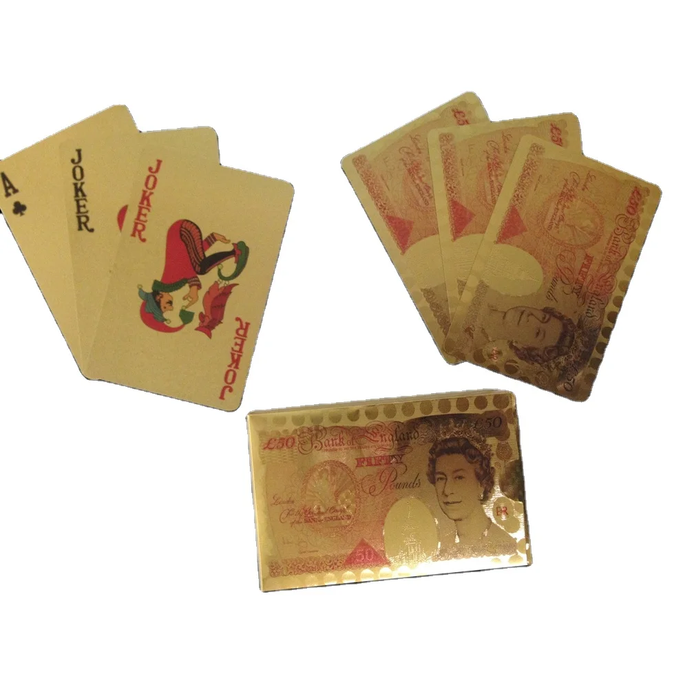 Manufacturer supply High Quality PVC gold foil playing cards gold plated poker chips