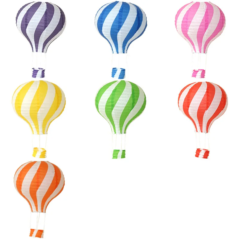 Palmy Reusable Hanging Paper Lanterns Rainbow Hot Air Balloon Paper Lantern for Kids Birthday Wedding Party Supplies