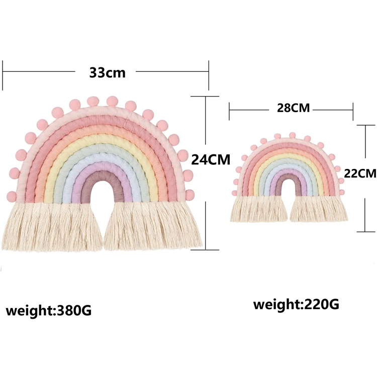 Rainbow Wall Decor Hanging Room Boho Small Tapestry Woven Decorative with Tassel Soft Cotton Rope Cute Wall Art Backdrop