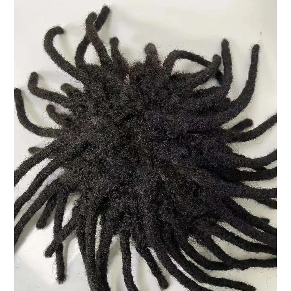 Dreadlocks Toupee for Men Afro Kinky Curly 100% Human Hair Wigs for Black Man Natural Hairpiece in stock