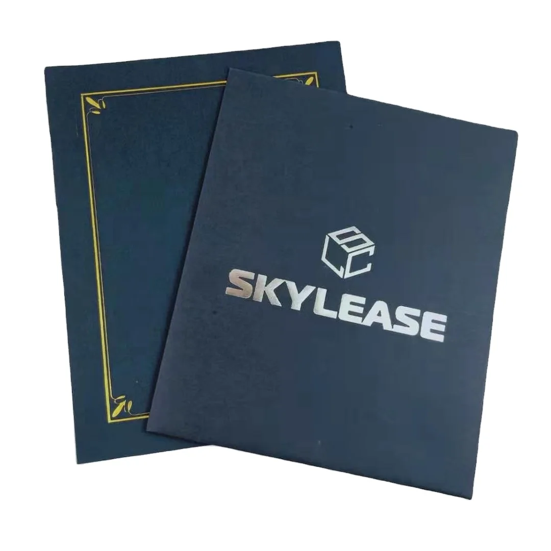 Classic Noble gilding paper file folder with pockets  Office folder  customized size color logo folder