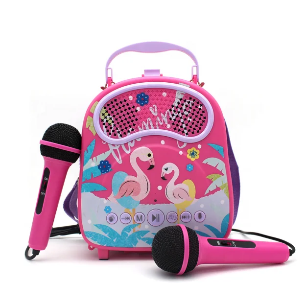 Factory Sell Popular Rechargeable Kids Karaoke Machine Speaker Toys Portable Child Educational Karaoke With 2 Microphones