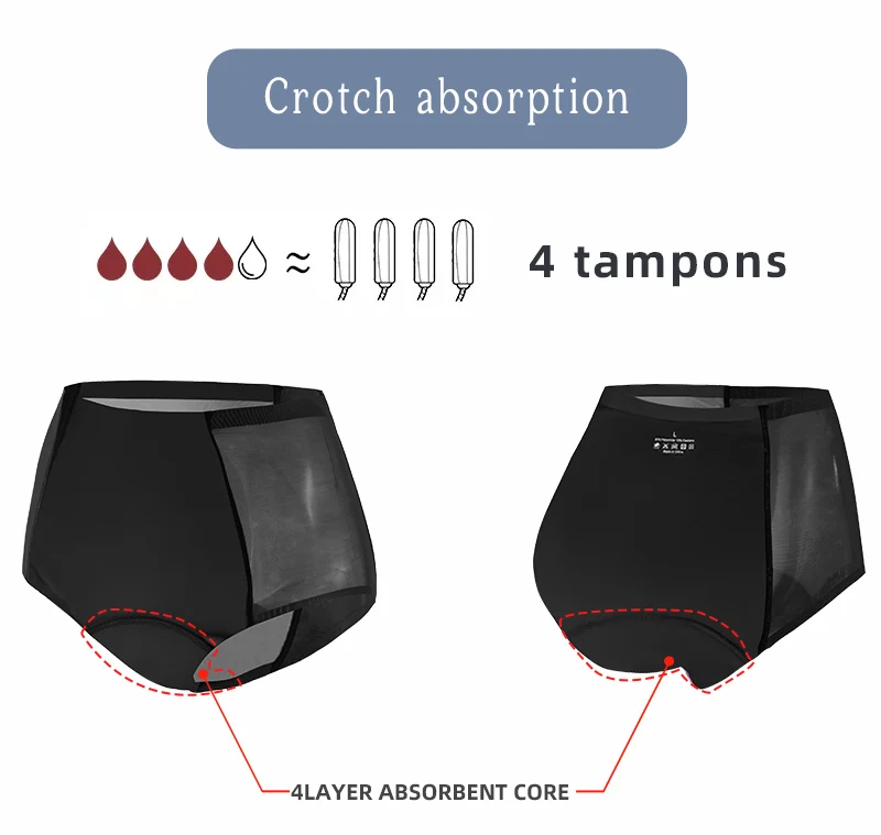 Calzones Menstruales Bragas 4 Layer Organic Cotton Leakproof Menstrual Period Panties Underwear Culotte Menstruelle