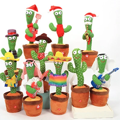 Rechargeable Electric Wholesale Talking Singing Recording And Glowing English Song Shake Dacing Catcus Arabic Cactus