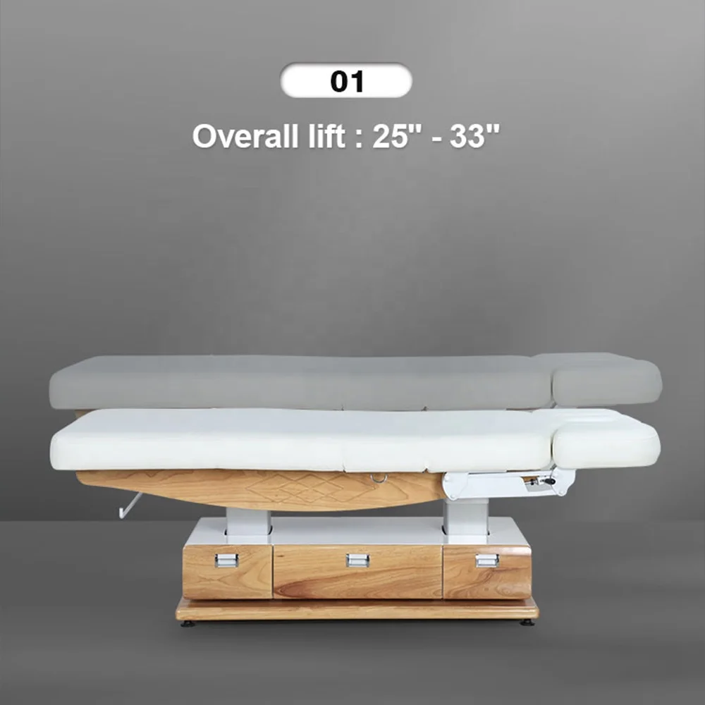 White Luxury Multifunction Beauty Salon Spa Wellness 4 Electric Motors Treatment Facial Eyelash Cosmetic Couch Bed Massage Table