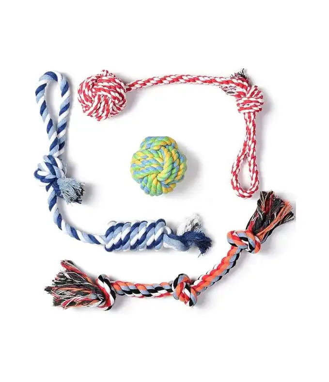 Tug Rope Toys for Dogs Chew Hippo Custom Hemp Nylon Rope Knot Chew Toys Dog Dental Plush Tennis Ball Cotton Pet Set Rope Dog Toy