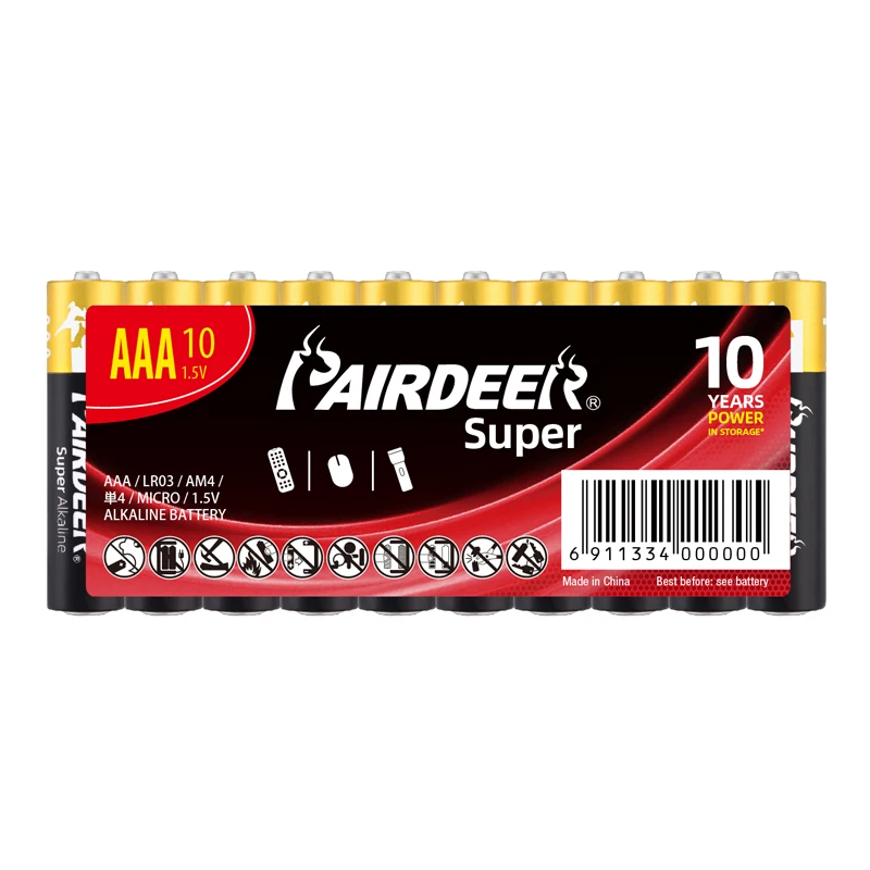 Pairdeer 1300mAh NO.7 zinc manganese 1.5v aaa am4 lr03 7# acumulador alcalino alkaline dry batteries battery