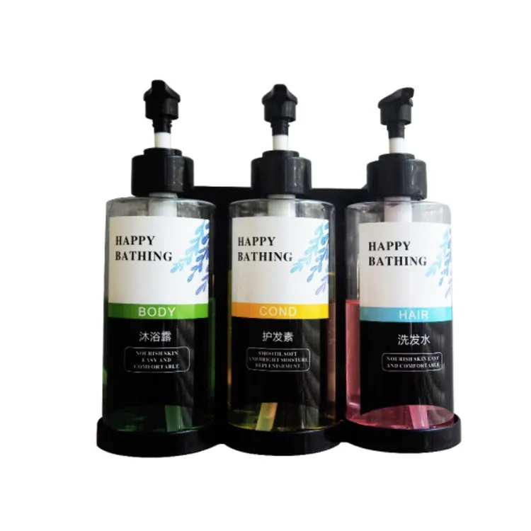 Modern triple hand soap dispenser plastic bottle wall mounted shower shampoo bottle holder