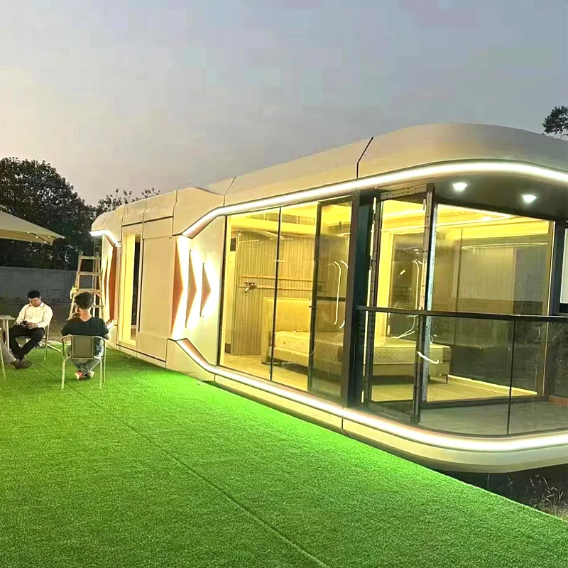 Modern Prefab Capsule House Modular Prefabricated Tiny Home Luxury Two Storey Steel Frame Container House Villa Hotel