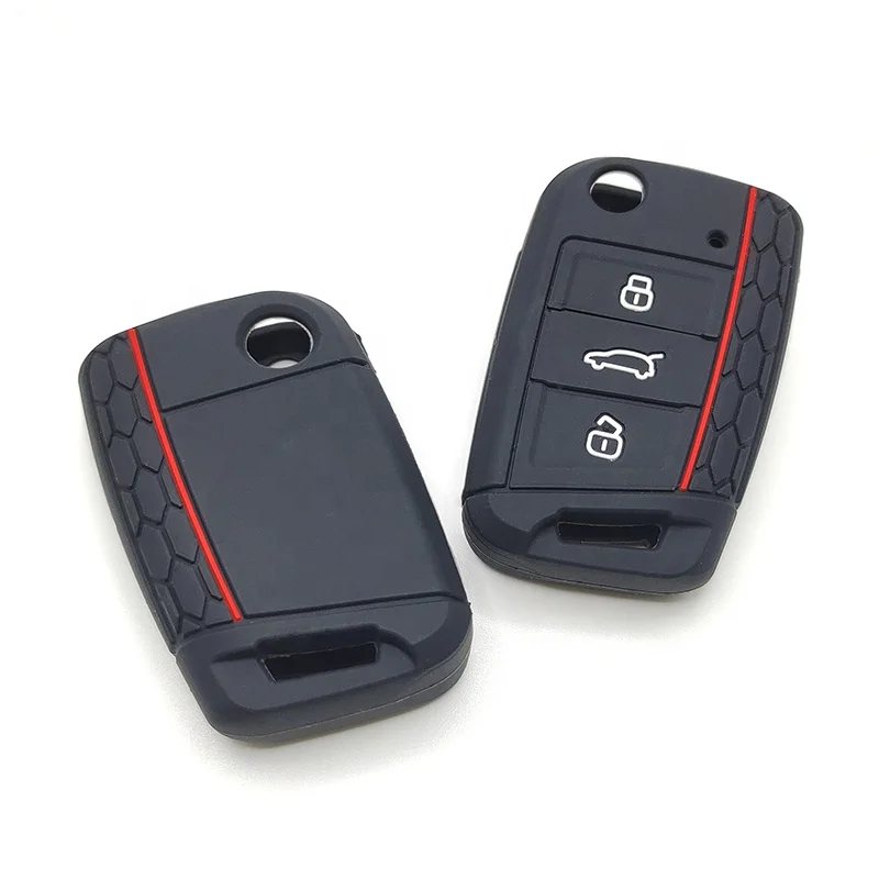 Silicone car key case cover for VW Skoda Octavia A7 Volkswagen Golf7  GTI 7 Golf R R20 MK7 MKVII  silicone car key holder