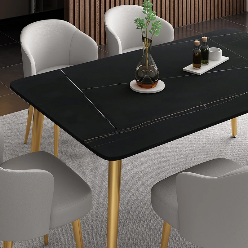 Wholesale factory price European gold steel frame 4 chairs royal marble top dining table set