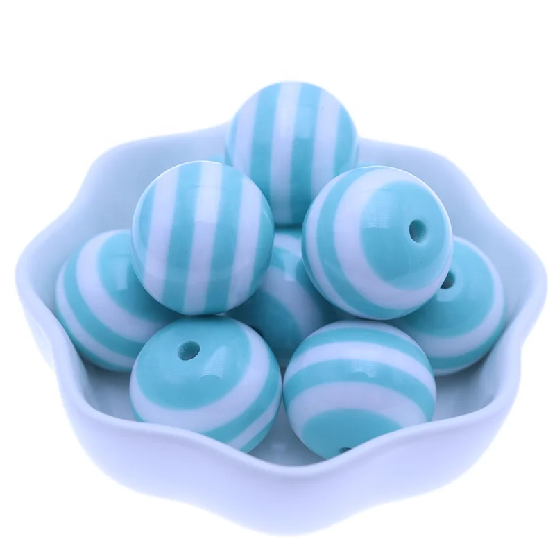 Promotional 20MM Rainbow Color Chunky Striped Resin Beads Fashion For Children Necklace Making