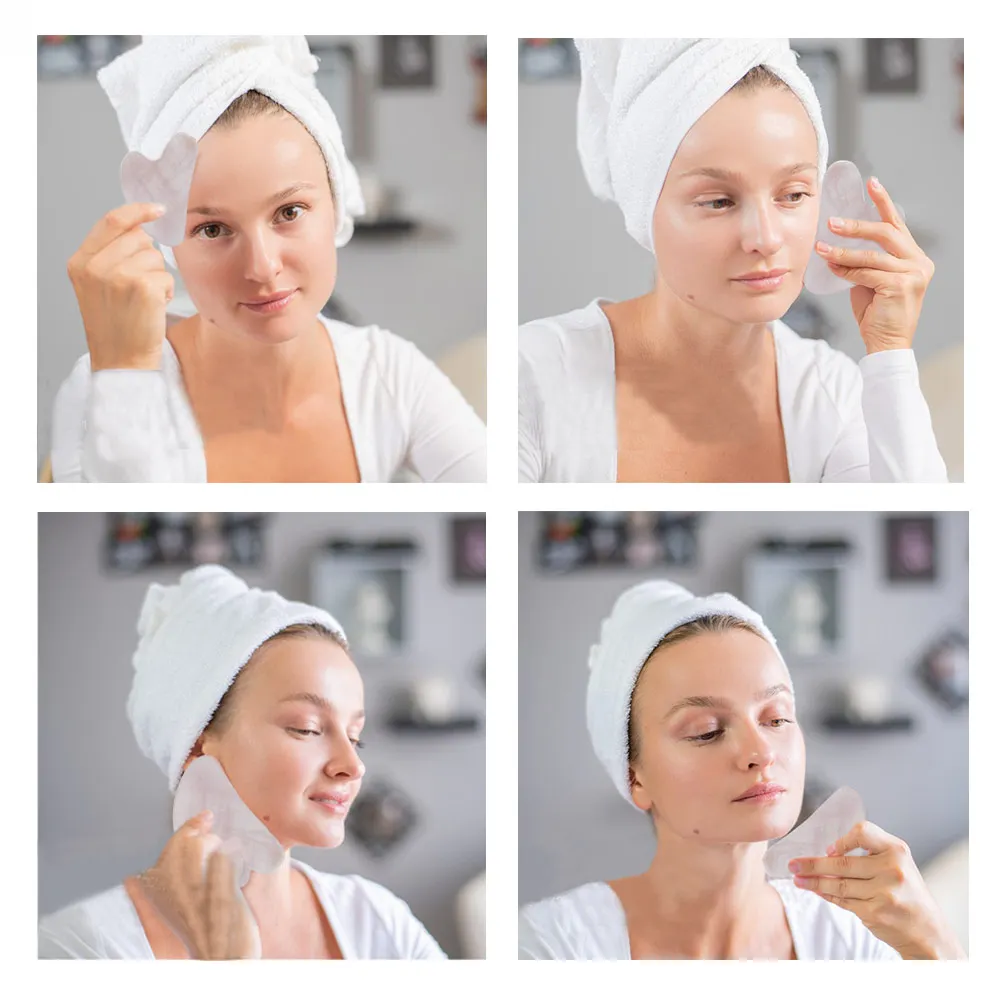 Pink Gua Sha Scraper Board Face Massagers Jade Gua sha Roller Facial Skin Care Tool For Face Neck Skin Body