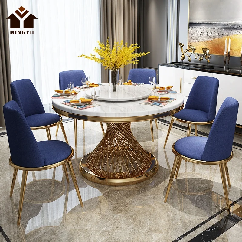 Master Design Marble Rotate Dining Table Living Room Furniture High Temperature Resistance White Black Banquet Table Suits Deco