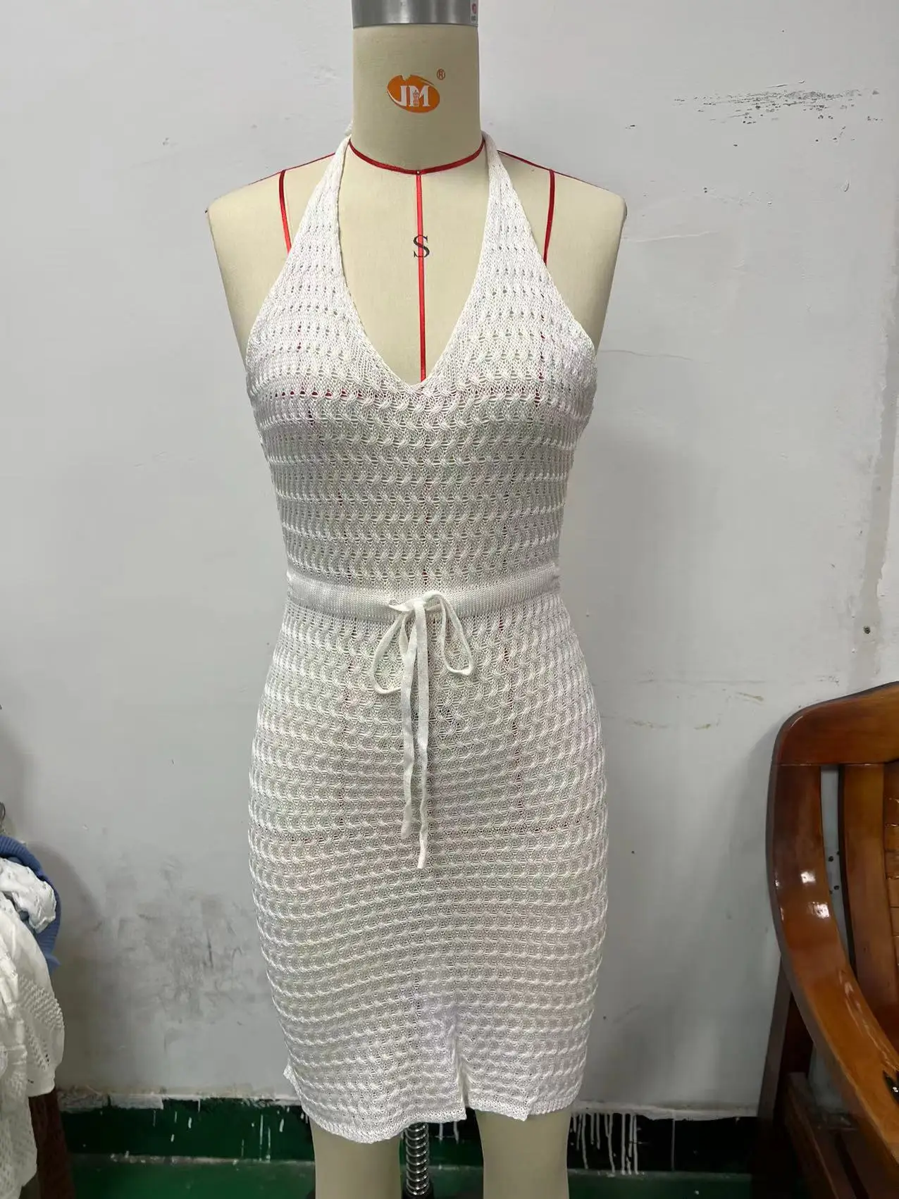 Beach Dress Smock Backless Hollowed Out Sexy Beach Dress Vacation Bikini Tie Sun Shirt Female
