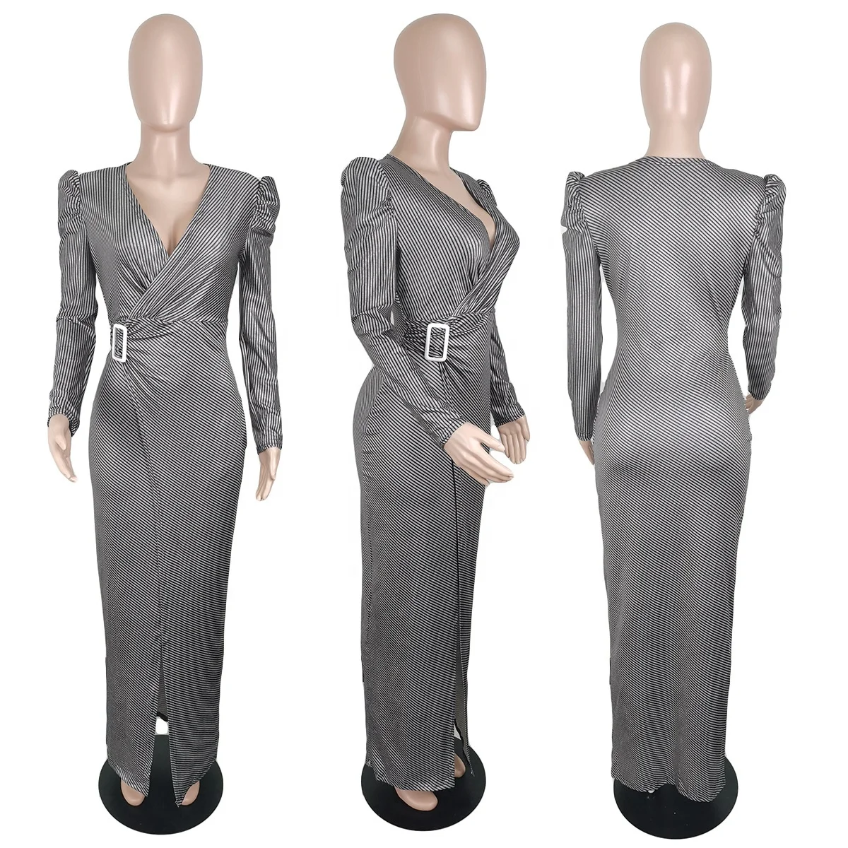 JL400 New design v neck women evening dresses long sleeve elegant party evening dinner dress party lady