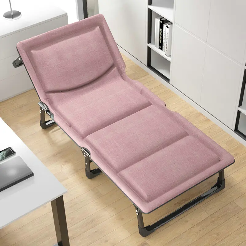Modern Designs Portable 4 Gears Adjustable  Single Reclining Steel Metal Thick Pink Luxury Folding Bed