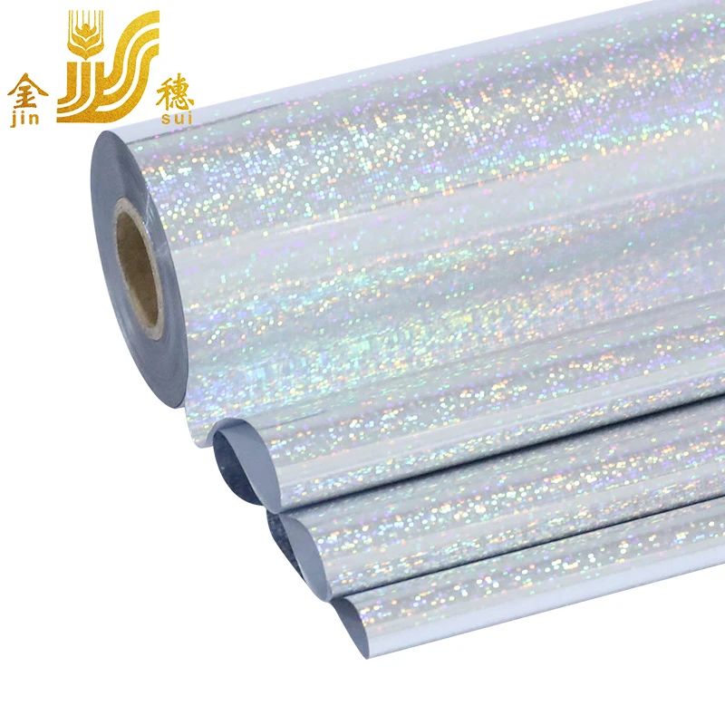 JINSUI Silver Glitter Laser Foils Paper Heat Transfer Hot Stamping Holographic Reactive Foils