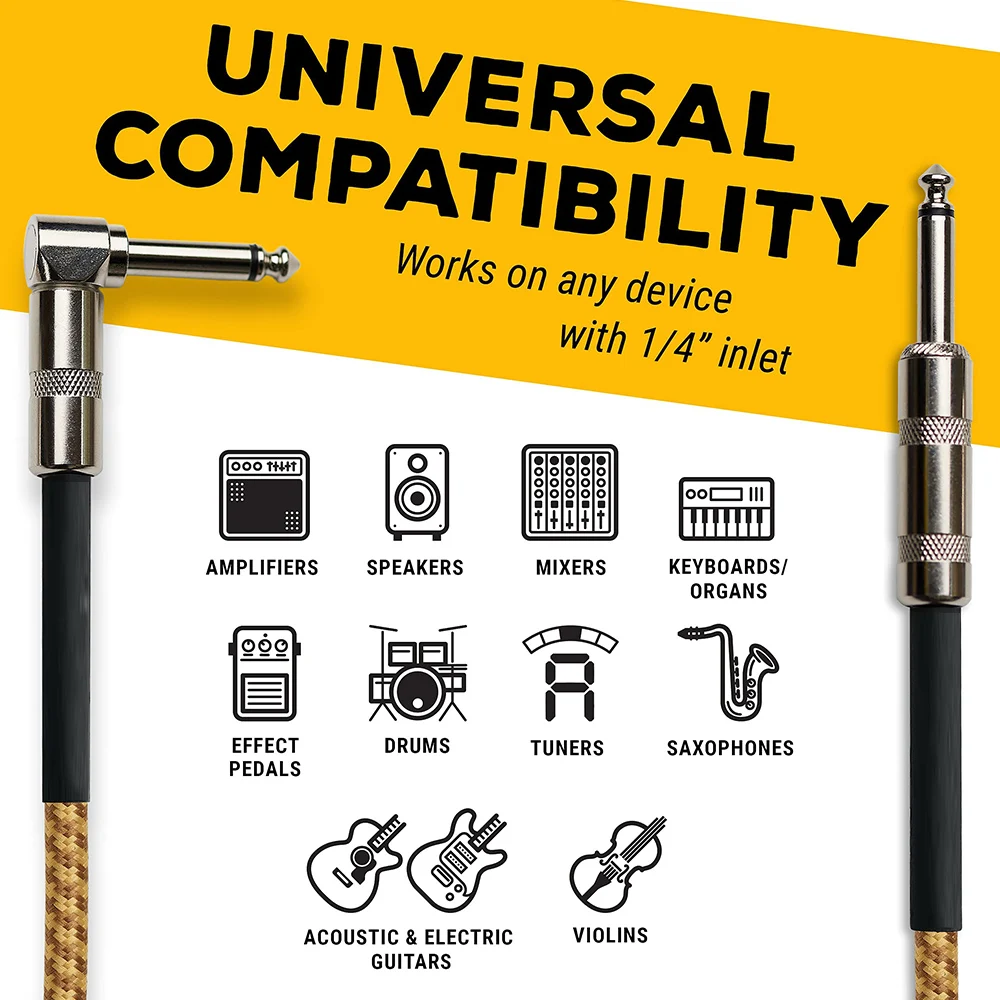 10ft electric instrument cable bass amp cord jack 6.35mm audio cable for electric guitar