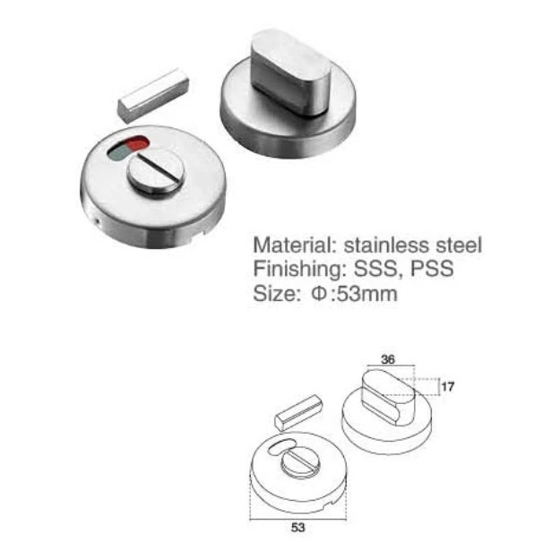EVERSTRONG P009E 304 Stainless Steel round Toilet Cubicle Partition Door Lock or bathroom latch with indicator