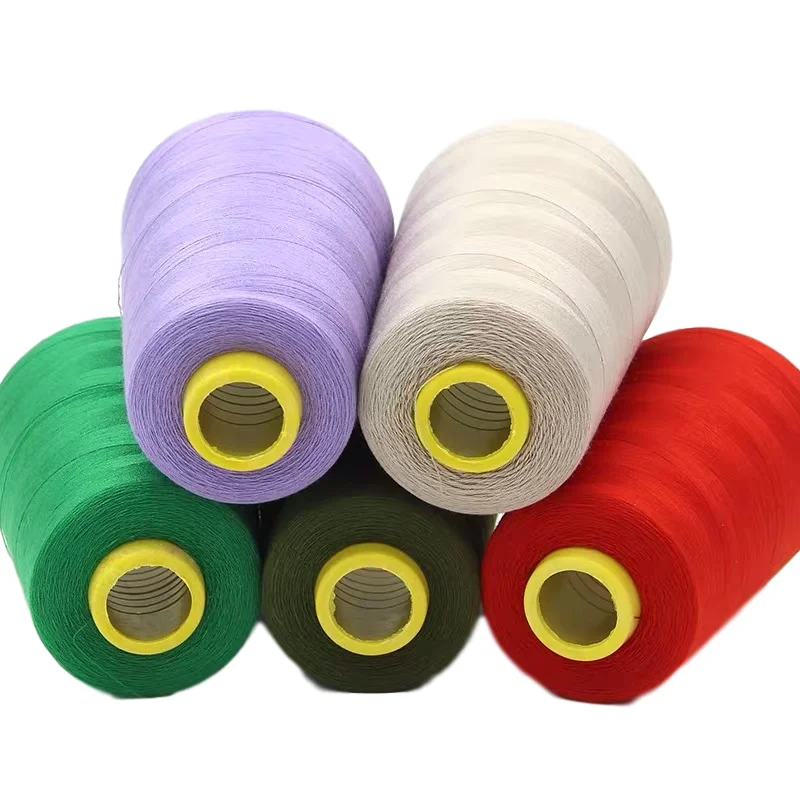Wholesale 100% 20S/2 Spun Polyester Yarn 3000M/3000Y Sewing Thread Low Shrinkage High Strength Dyed for Clothing