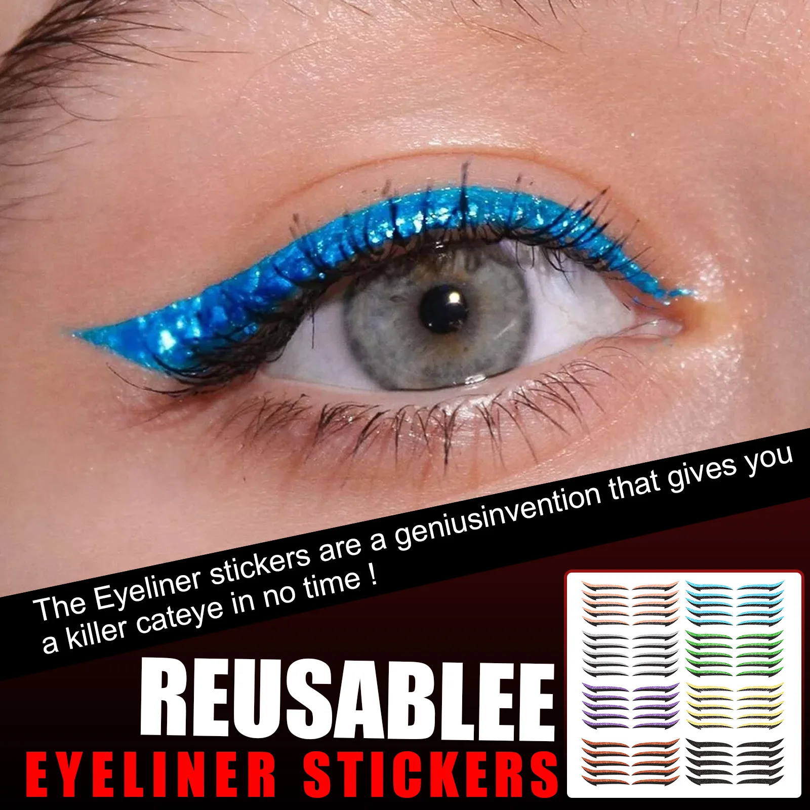 2023 new double eyelids shiny silver eyeliner patch double eyelids patch eye makeup big eyes