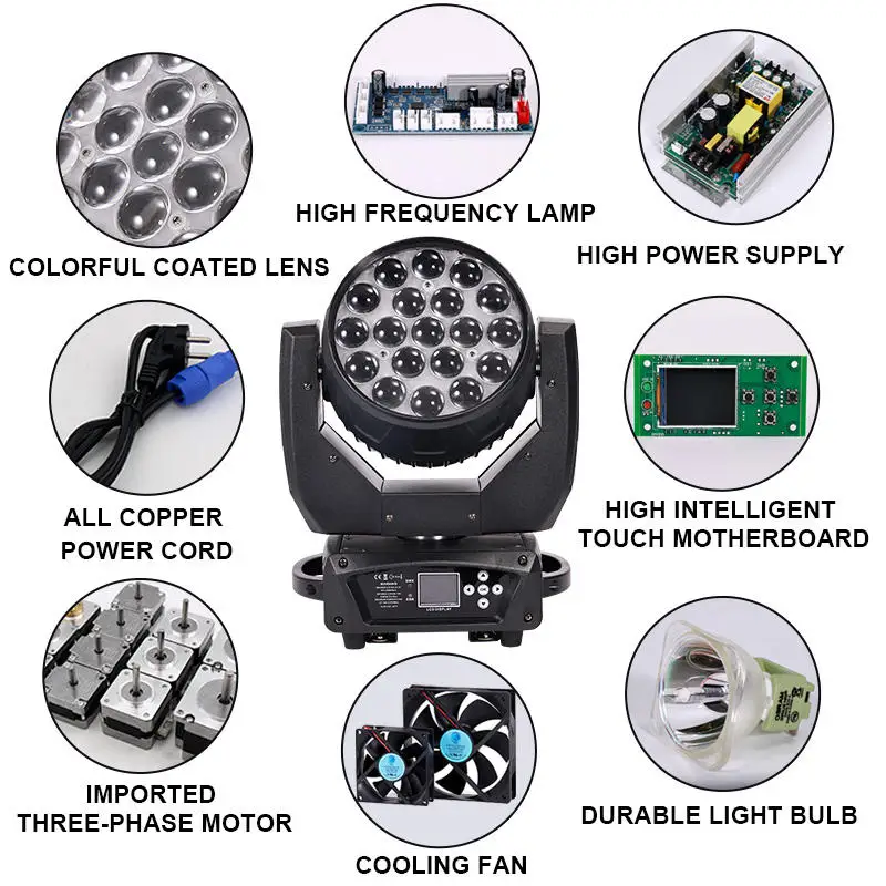 360w 15w Beam stage lamp rotating ktv nightclub moving head disco light 19 bee eyes LED moving head wash