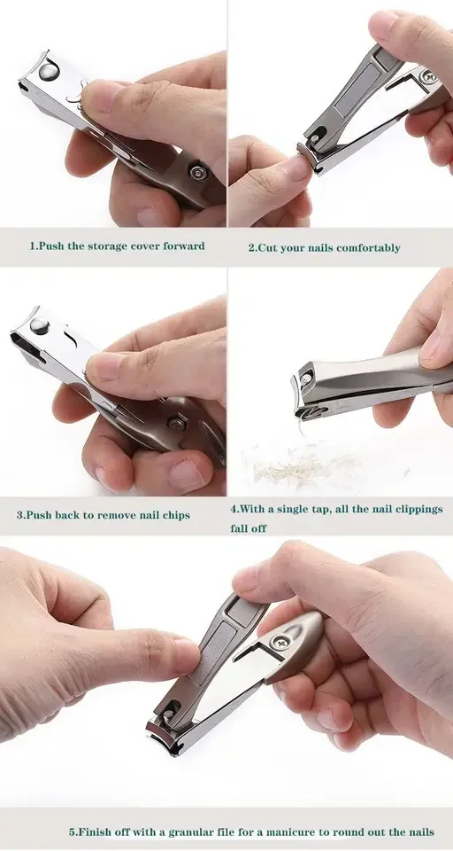 Nail Clipper Manicure Set Shape Bevel Mantis Anti-Splash Stainless Steel Professional Nail Cutter Tools  For Personal