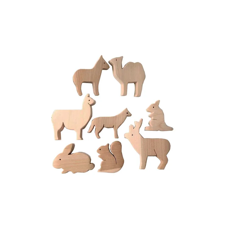 Wooden Zoo animal toys for children Montessori education wooden Zoo animal set