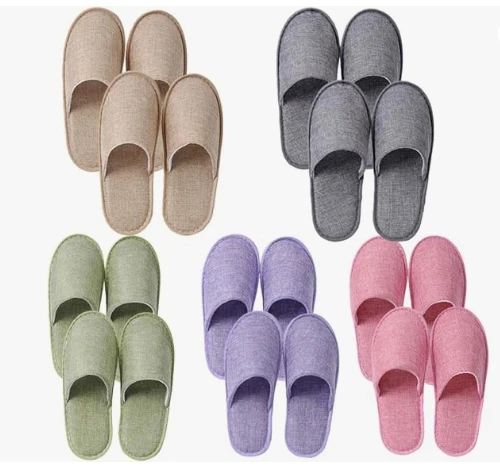 Disposable Home Slippers with Eva soles and comfortable hemp material for Family Spa Guests Hotels Office  Multicolor
