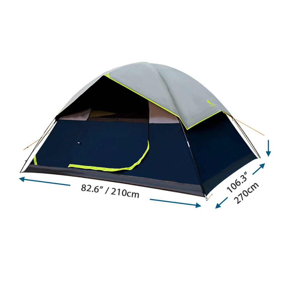 Hot Sale Factory Wholesale 4-5 Person Navy Blue+Grey Color Black Glue Coating Outdoor Hiking Travel Camping Climbing Tent