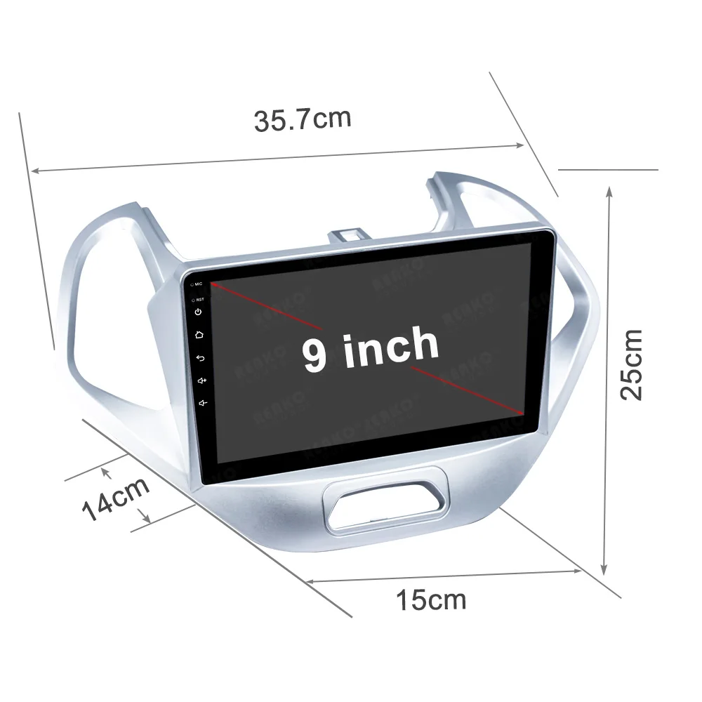 Car Radio Stereo For Ford Figo 2015-2018 Android QLED ISP Screen 9 Inch 2 Din 8 Core 4G WiFi GPS FM BT Carplay Mirror Link HP