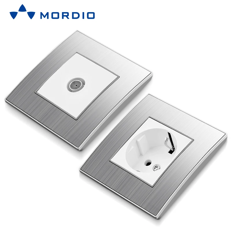 K320 European wall Switch socket acrylic/glass round 2P French socket and luminous push button