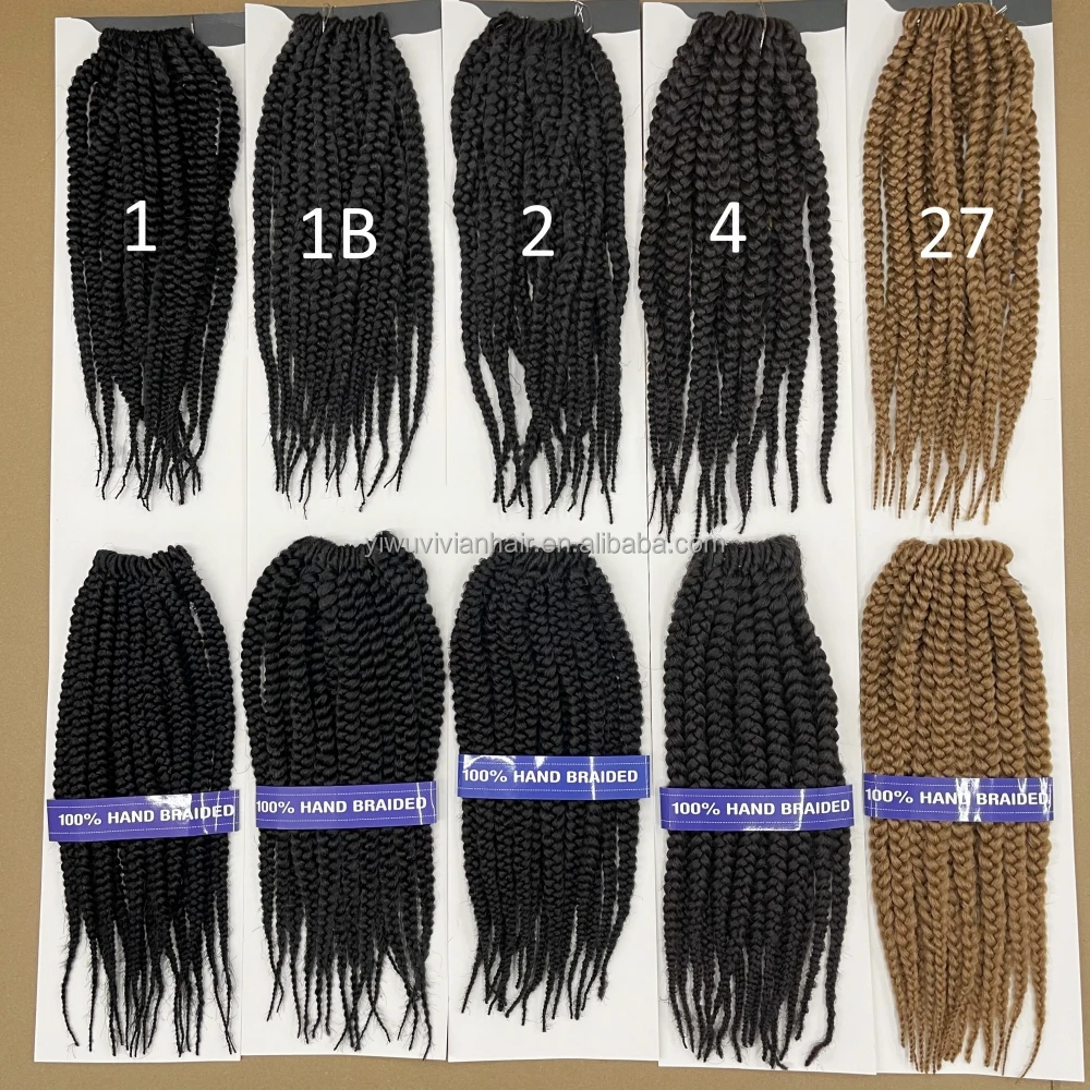 Wholesale bulk 12inch 2x box braids braiding hair 15/strands 100% handmade kanekalons fiber crochet braids Havana dreadlocks