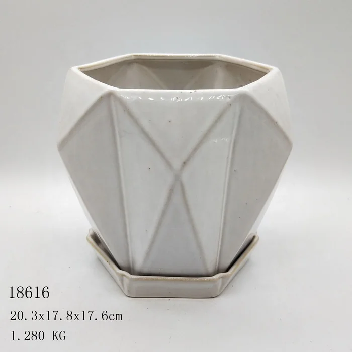 Ceramic Diamonds Shape Planter Pot Plant Pot Container Vessels Wholesale