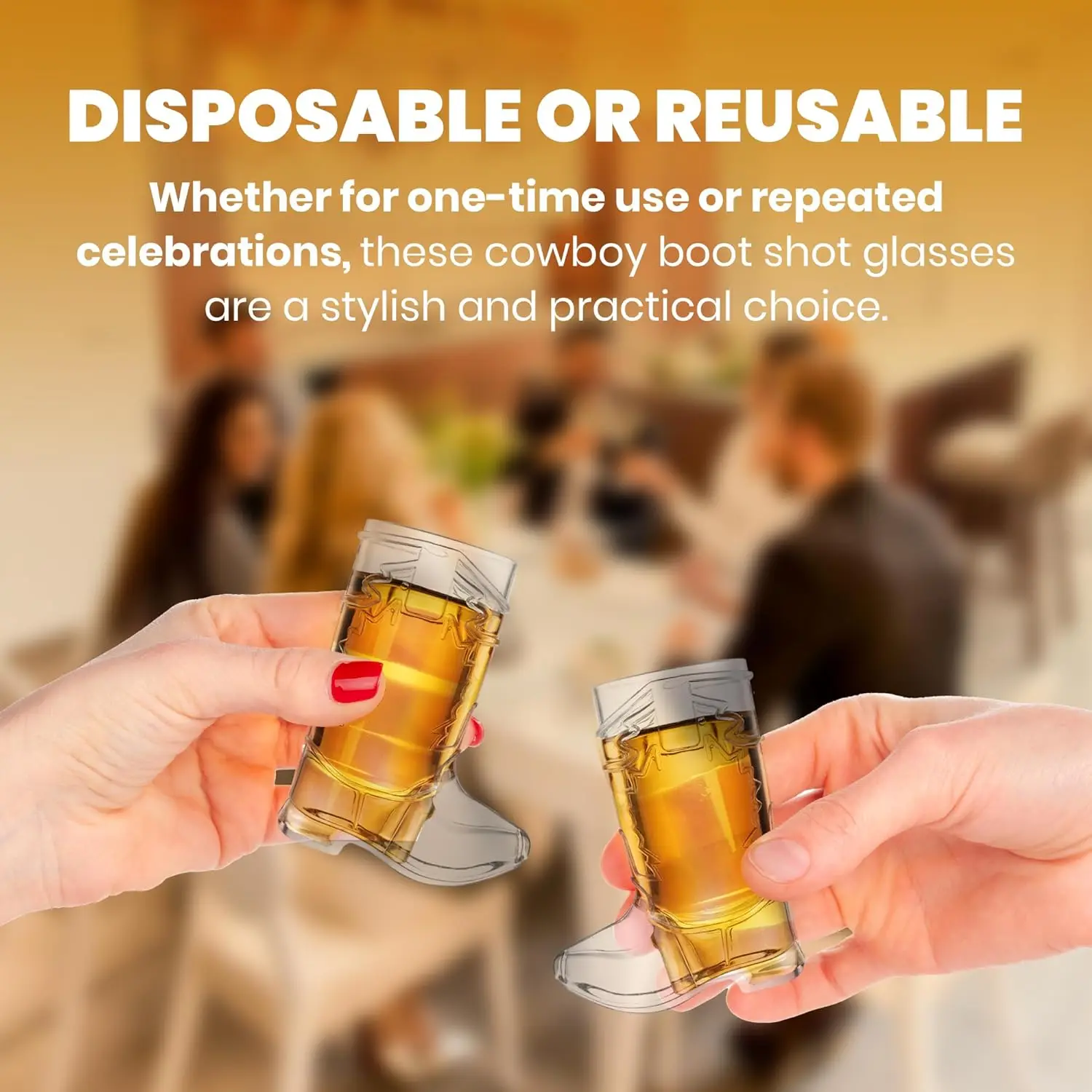 Mini Reusable and Disposable Clear Plastic Cowboy Boot Shot Glass  for Themed Birthday Parties Decorations and Cowboy