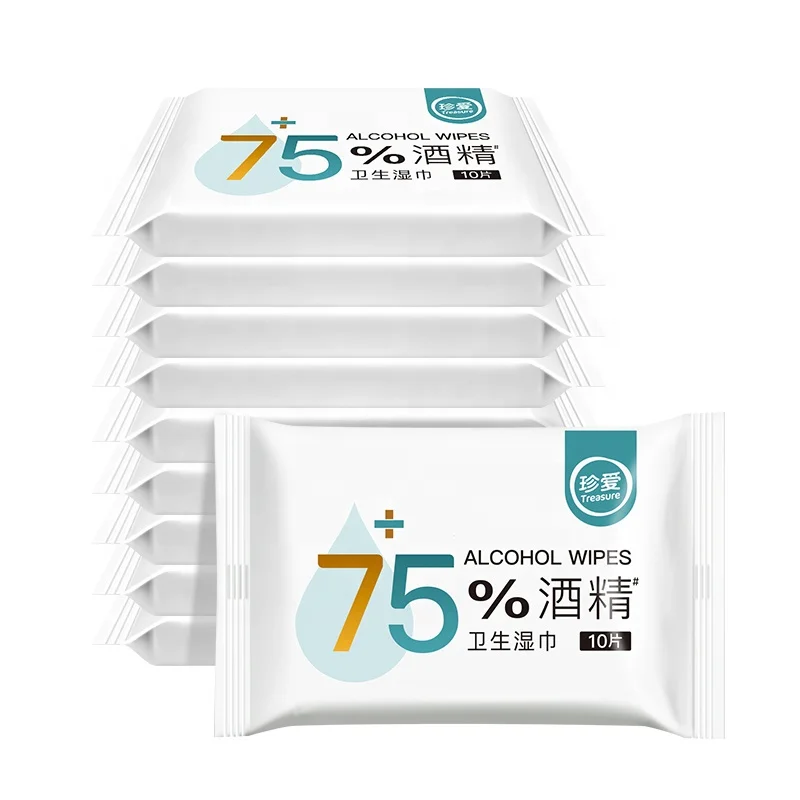 10PCS Household Wet Wipes 75% Alcohol Disinfectant Wipes