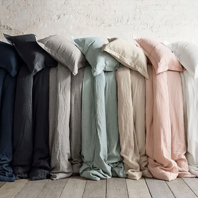 Custom LOGO Organic linen bedding set bed linen and 100% linen sheet set wholesale