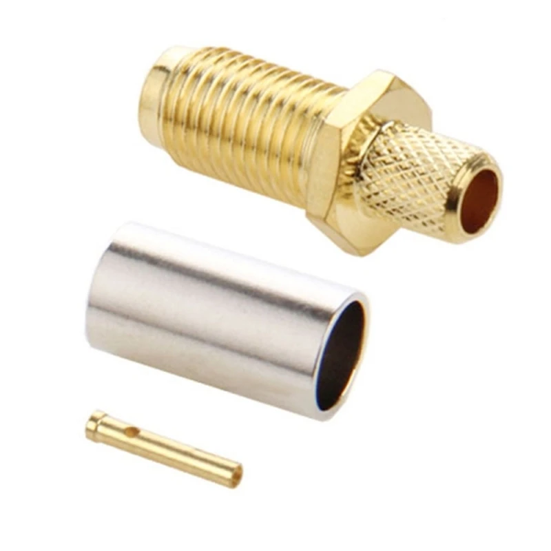 SMA Female  Crimp RG58 RG142 LMR195 RG400 Cable Straight High Quality Wire RF Coax Connector