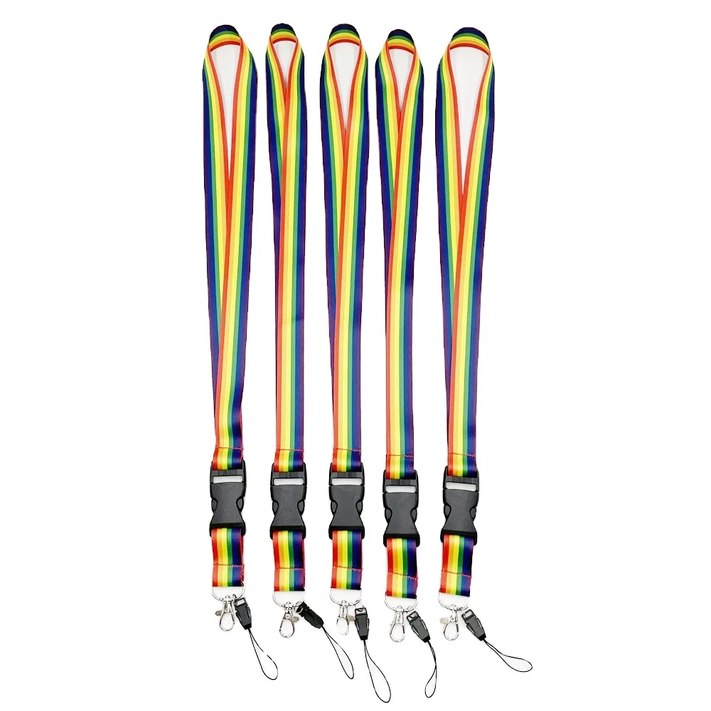 
High quality double lobster claw Lanyard Custom Keychain Lanyard With Logo Rainbow Lanyard 